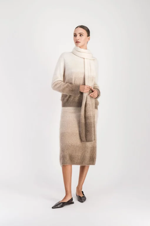 Jupe midi tie and dye taupe moyen