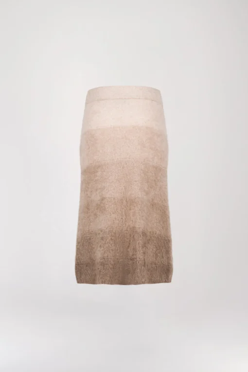 Jupe midi tie and dye taupe moyen