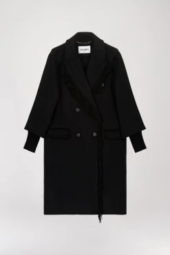 Manteau à franges noir