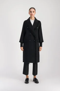 Manteau à franges noir