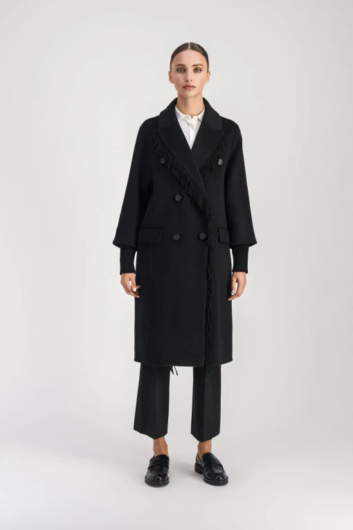 Manteau à franges noir