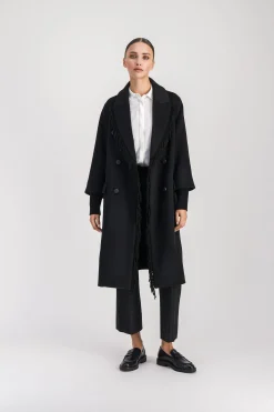 Manteau à franges noir