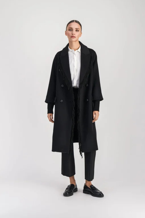 Manteau à franges noir