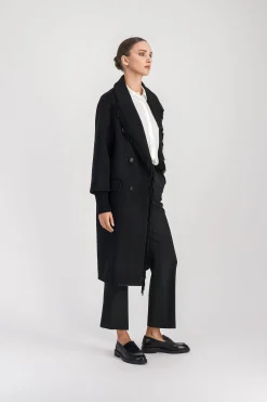 Manteau à franges noir