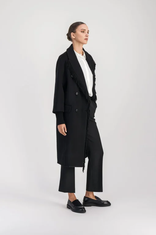 Manteau à franges noir
