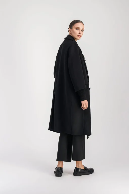 Manteau à franges noir