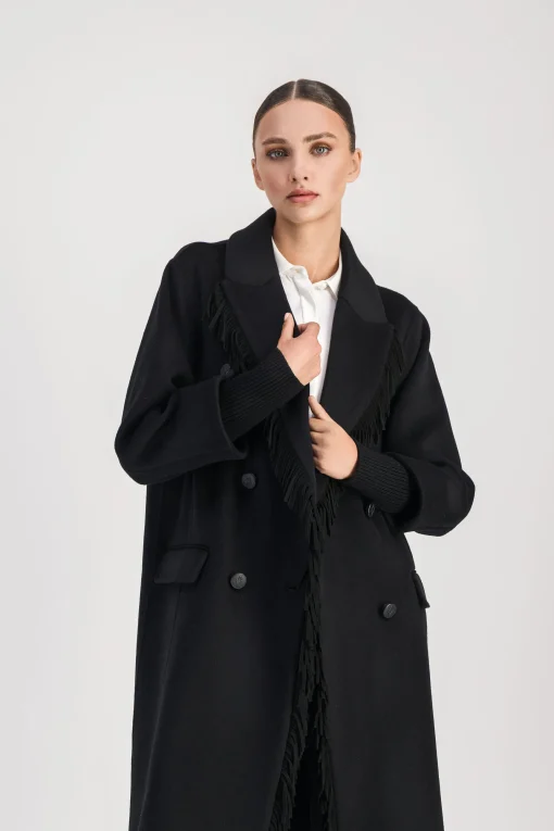 Manteau à franges noir