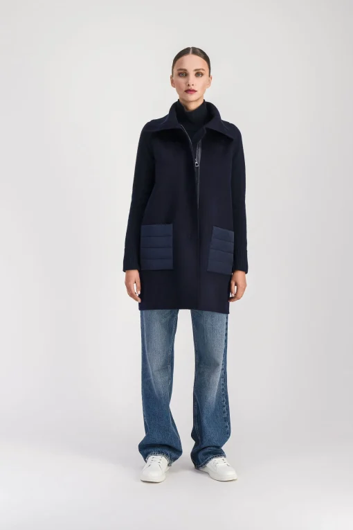 Manteau à revers ouverts marine