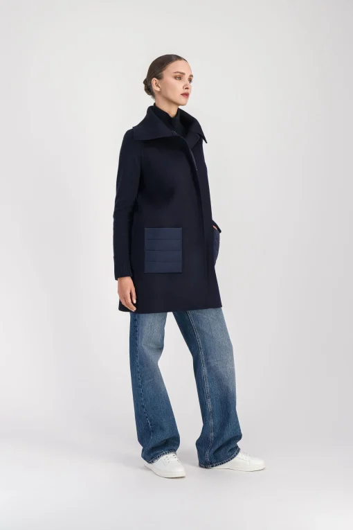 Manteau à revers ouverts marine