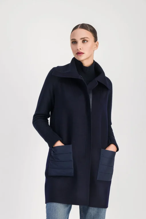 Manteau à revers ouverts marine