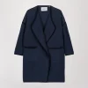 Manteau bicolore bleu denim