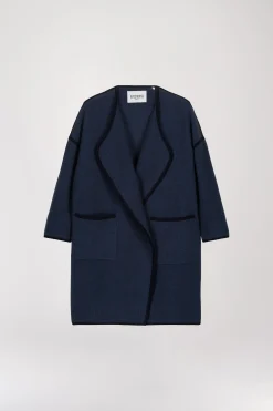 Manteau bicolore bleu denim