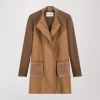 Manteau bi-matière camel