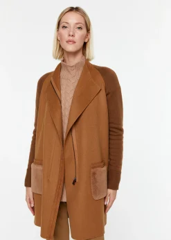 Manteau bi-matière camel