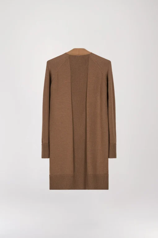 Manteau bi-matière camel