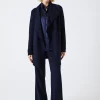 Manteau bi-matière en double face marine