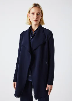 Manteau bi-matière en double face marine