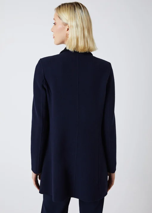Manteau bi-matière en double face marine