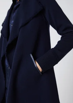 Manteau bi-matière en double face marine