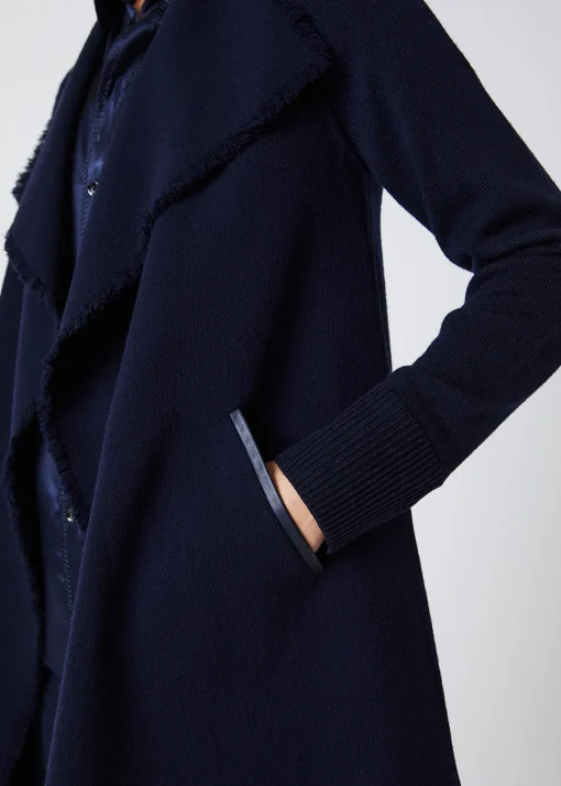 Manteau bi-matière en double face marine