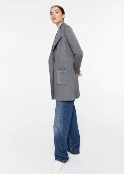 Manteau bi-matière gris