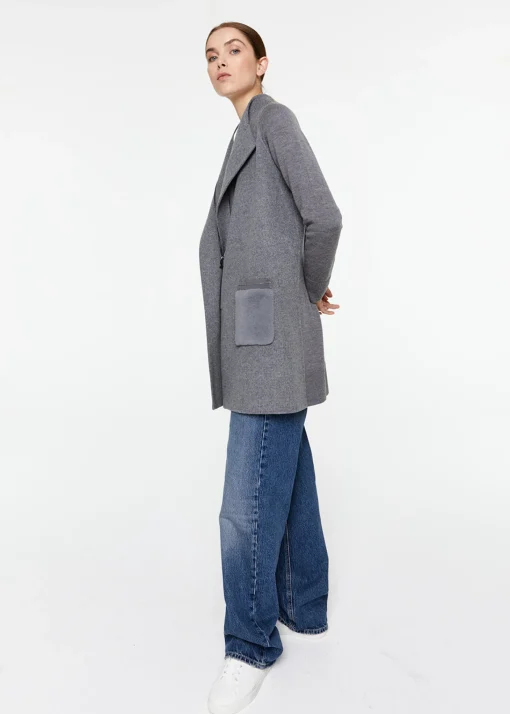 Manteau bi-matière gris