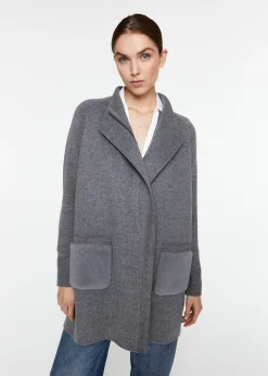 Manteau bi-matière gris