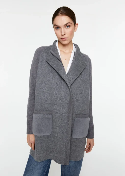 Manteau bi-matière gris