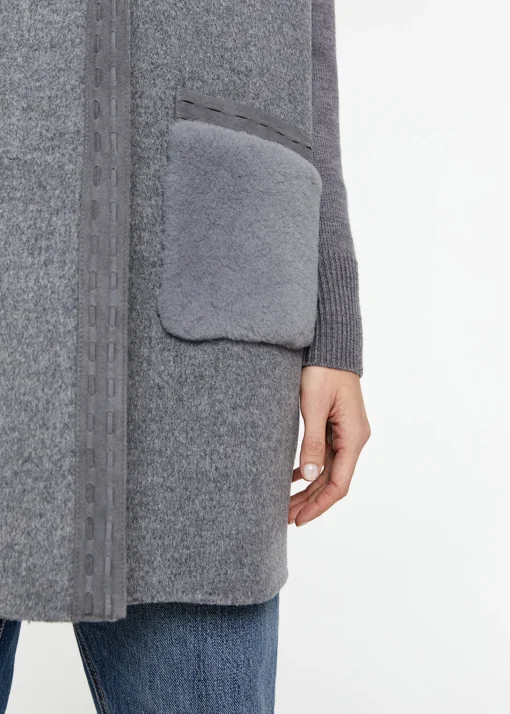 Manteau bi-matière gris