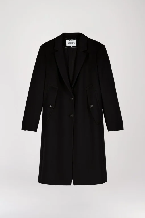 Manteau cape en laine et cachemire noir
