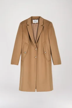 Manteau cape en laine et cachemire camel