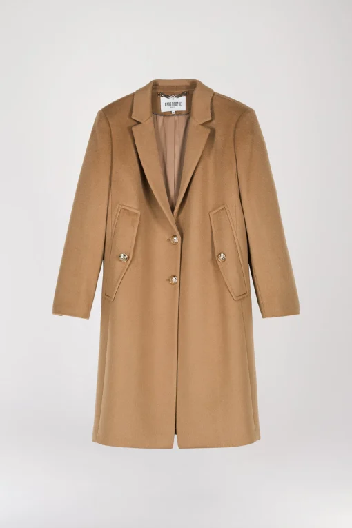 Manteau cape en laine et cachemire camel