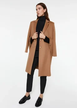 Manteau cape en laine et cachemire camel