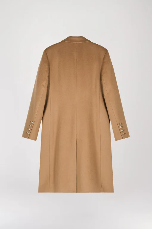 Manteau cape en laine et cachemire camel