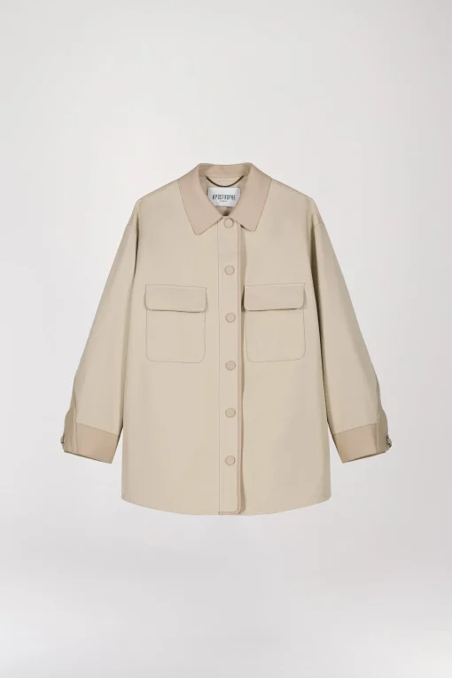 Manteau chemise beige