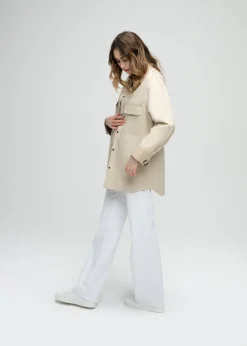 Manteau chemise beige