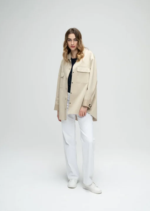 Manteau chemise beige