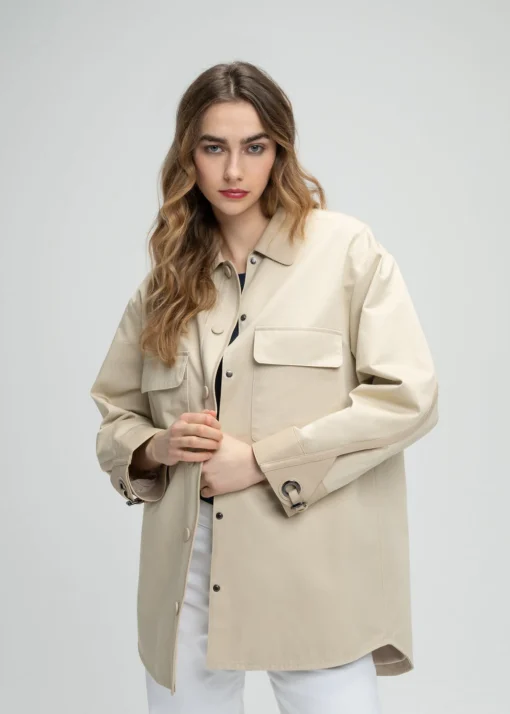 Manteau chemise beige