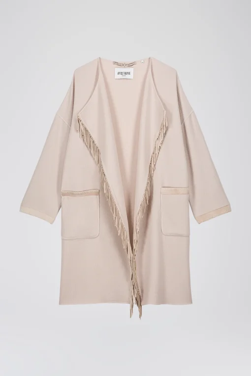 Manteau croisé en crêpe de laine