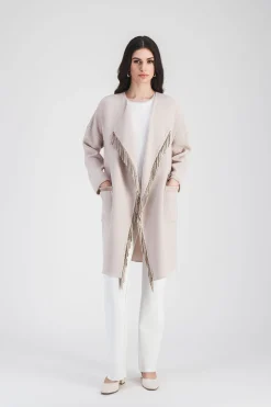 Manteau croisé en crêpe de laine