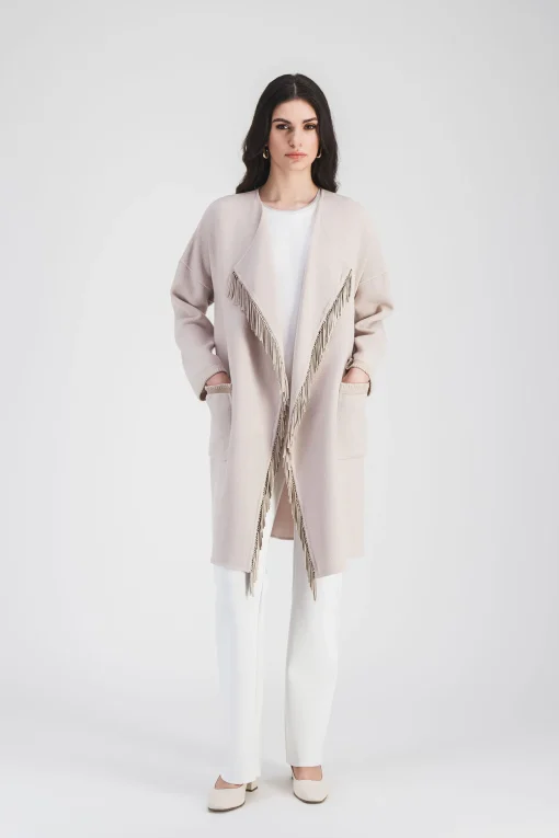 Manteau croisé en crêpe de laine