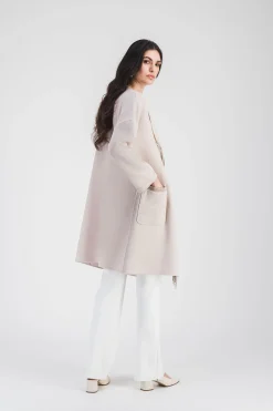 Manteau croisé en crêpe de laine