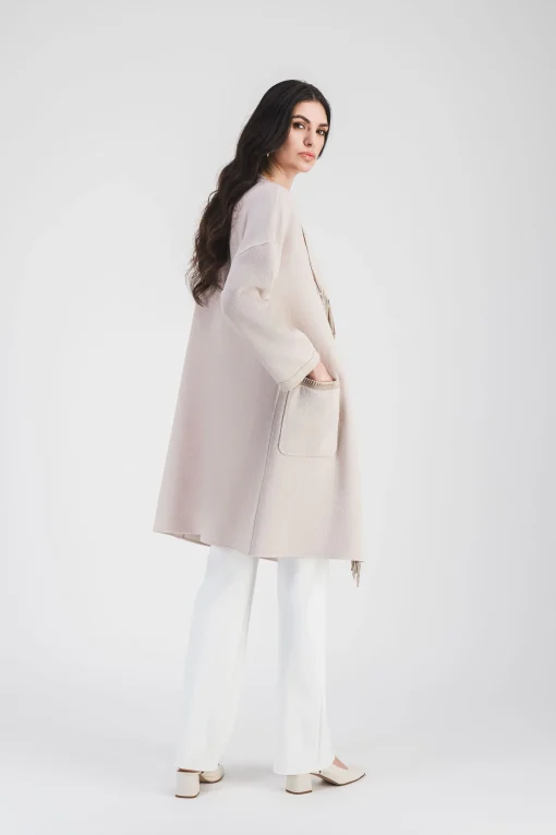 Manteau croisé en crêpe de laine
