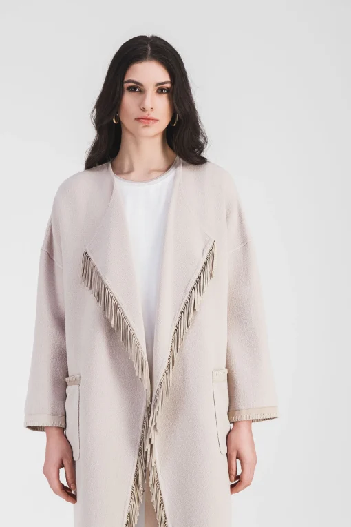 Manteau croisé en crêpe de laine