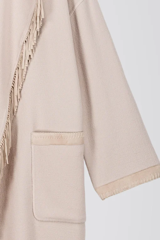 Manteau croisé en crêpe de laine