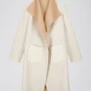 Manteau en double face bicolore beige