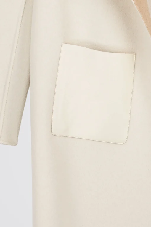 Manteau en double face bicolore beige