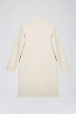 Manteau en double face bicolore beige