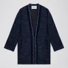 Manteau fluide en tweed marine
