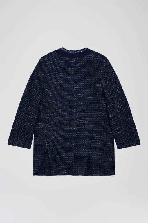 Manteau fluide en tweed marine